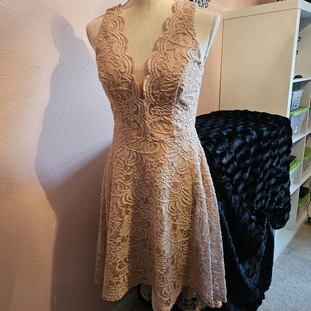 Women’s Asymmetrical Light Pink Sparkly Party Prom Cocktail Dress Size 3